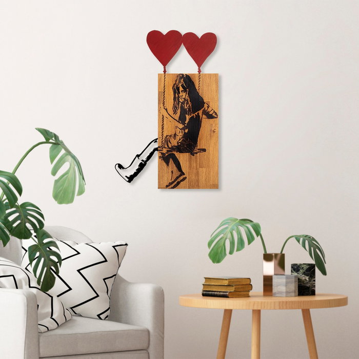 Wallity Banksy - 18 Escultura de pared de madera y metal Nogal y Negro Wallity Banksy - 18 Escultura de pared de madera y metal Nogal y Negro